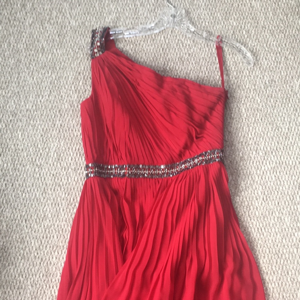 Red one shoulder WHBM gown size 6